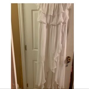 express white off the should high low dress